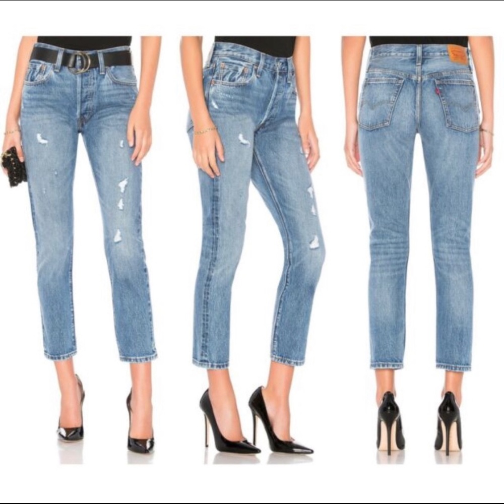 Levi’s Wedgie straight leg Selvedge cropped jeans